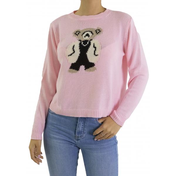 Maglia girocollo con orsacchiotto